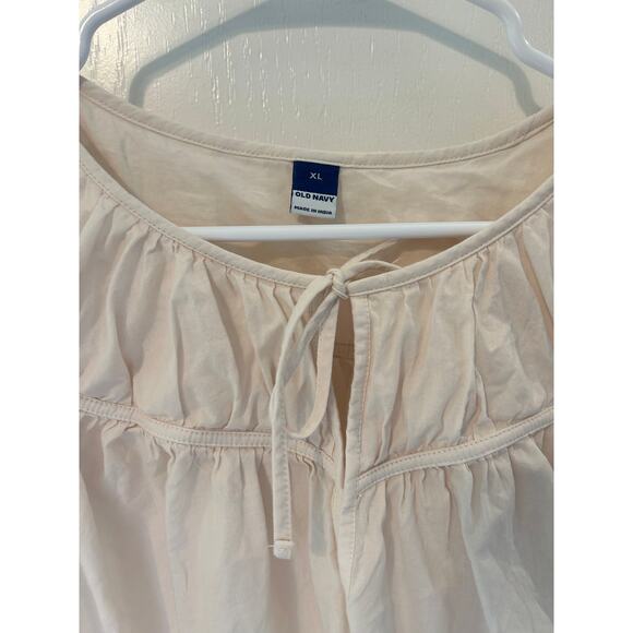 Old Navy Off-White Blouse Ethereal Ballet Core Boho Office Short Sleeve - Picture 5 of 6